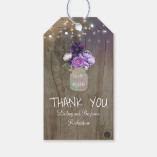 Purple Flowers Mason Jar Rustic Wood Gift Tags