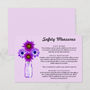 Purple Flowers Mason Jar Safety Measures Enclosure Card