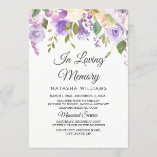 Purple Flowers Memorial Announcement Service