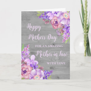 Purple Flowers Mother in Law Happy Mother's Day Card