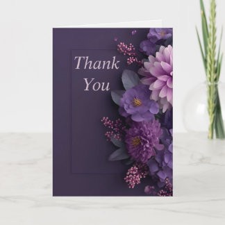 Purple Flowers on Dark Purple Thank You Card