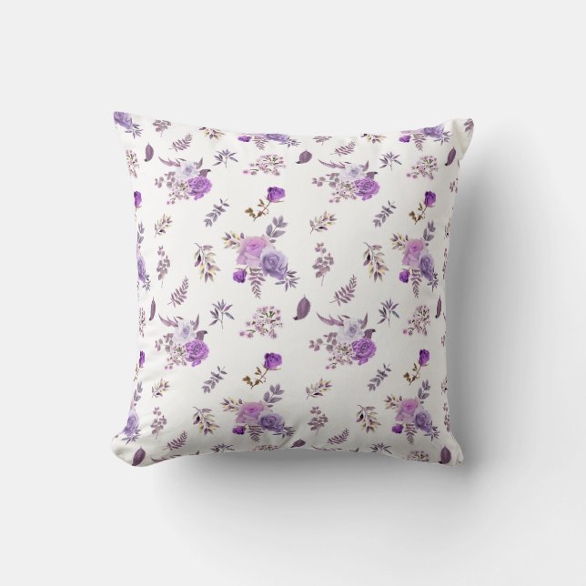Purple flowers  on  throw pillow (Front)