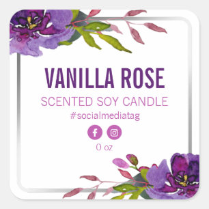 Purple Flowers On White Product Labels