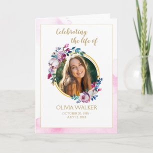 Purple Flowers Order of Service Folded Program