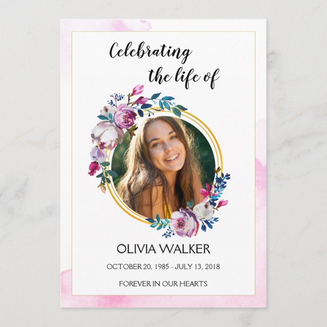 Purple Flowers Order of Service Program (Front)