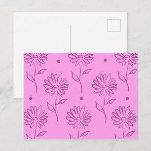 Purple Flowers Outline Pattern Postcard