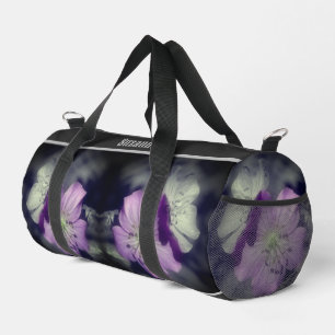 Purple Flowers Partial Colour Personalized Duffle Bag