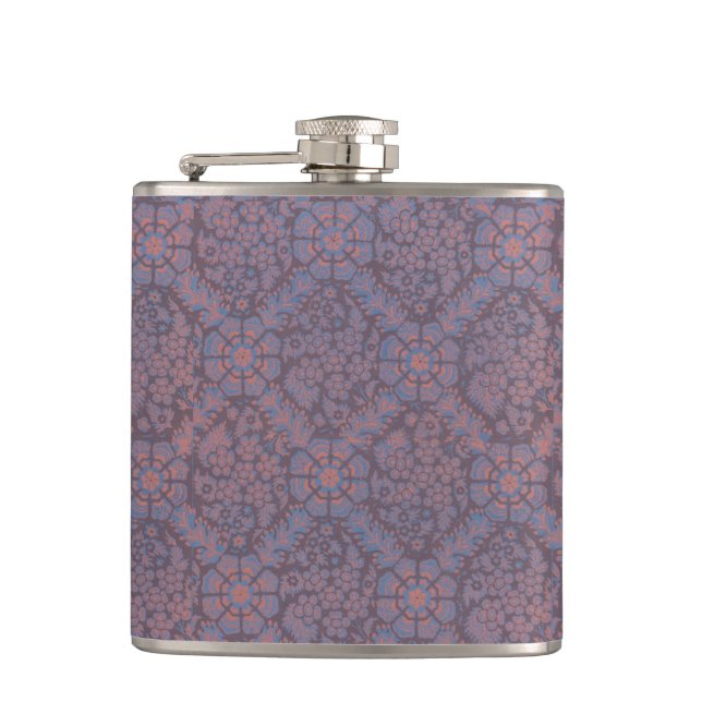 Purple Flowers Pattern Hip Flask (Front)