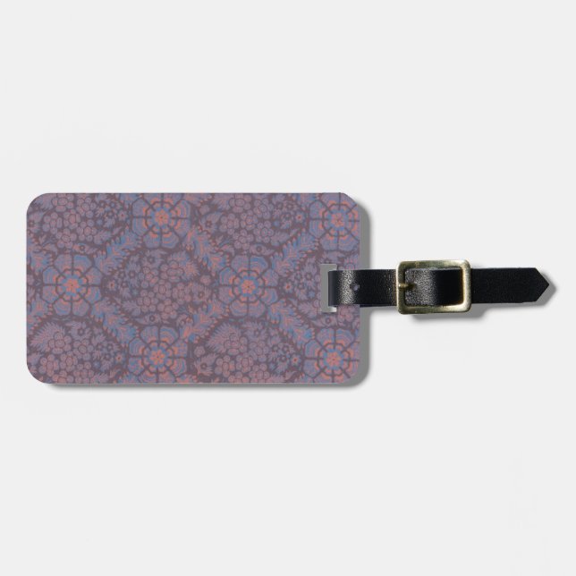Purple Flowers Pattern Luggage Tag (Front Horizontal)