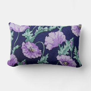 Purple Flowers Pattern Lumbar Pillows