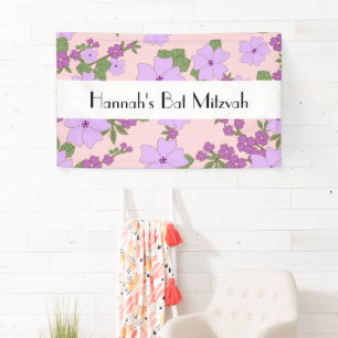 Purple Flowers, Pattern Of Flowers, Bat Mitzvah Banner