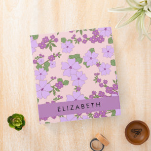 Purple Flowers, Pattern Of Flowers, Your Name Binder