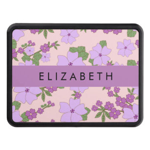 Purple Flowers, Pattern Of Flowers, Your Name Trailer Hitch Cover