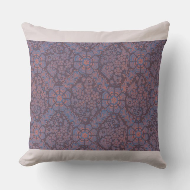 Purple Flowers Pattern Throw Pillow (Front)