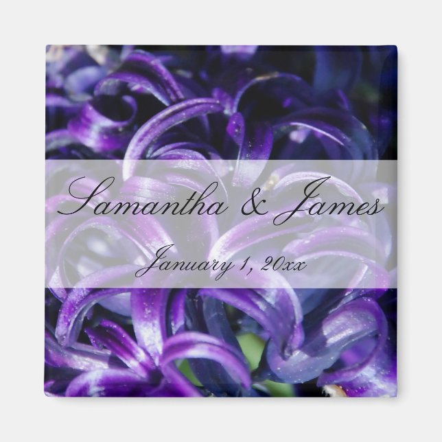 Purple Flowers Personal Wedding Magnet (Front)