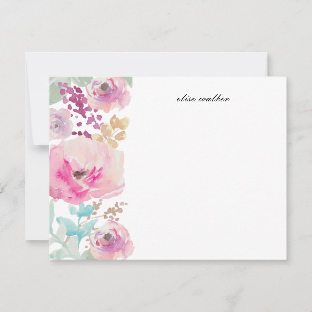 Purple Flowers | Personalized Stationery Invitation (Front)