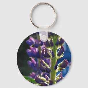 Purple Flowers Photo Spring Key Ring