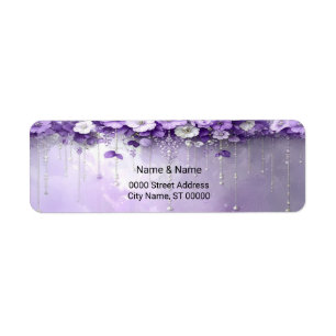 Purple Flowers Return Address Label