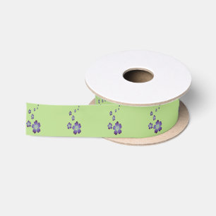 Purple Flowers Satin Ribbon