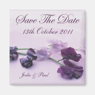 Purple Flowers - Save The Date Magnet