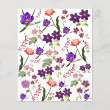 Purple Flowers Scrapbook Paper Sheet