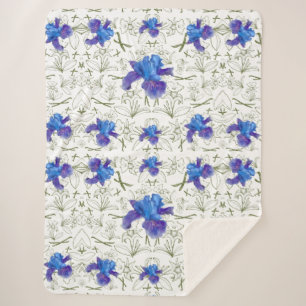 purple flowers sherpa blanket