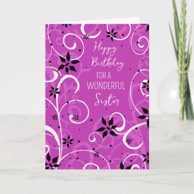 Purple Flowers Sister Birthday Card (Front)