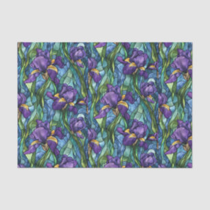 Purple Flowers Stained Glass Effect Decoupage Tissue Paper