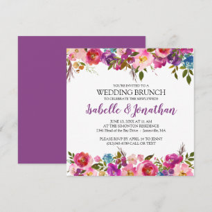 Purple Flowers Summer Wedding Brunch Invitations