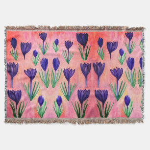Purple Flowers Throw Blanket