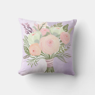 Purple Flowers Throw Pillow