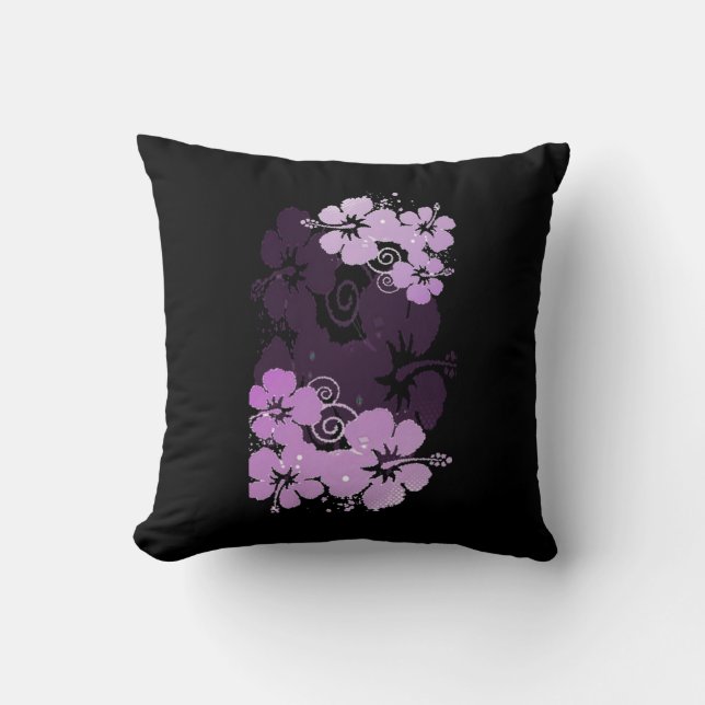Purple Flowers Throw Pillow (Front)