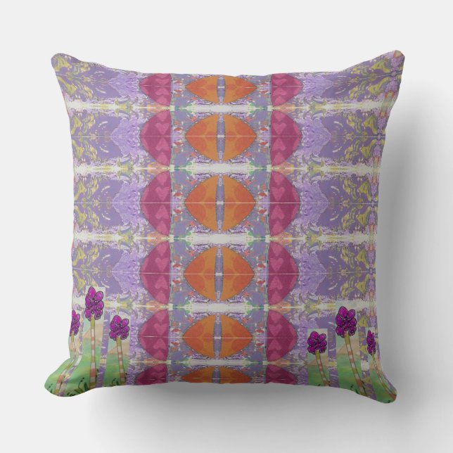 Purple Flowers Throw Pillow (Front)