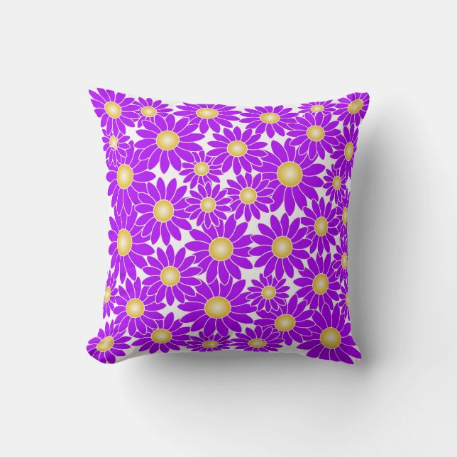Purple flowers throw pillow (Front)