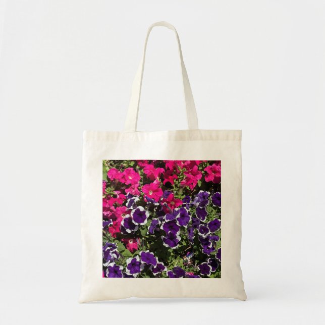 Purple Flowers Tote Bag- Botanical Art  Bag (Front)