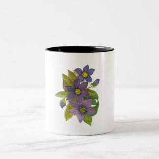 purple flowers Two-Tone coffee mug