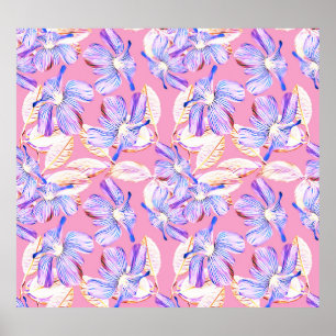 Purple Flowers: Watercolor Floral Elegance. Poster