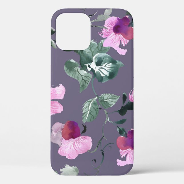 Purple flowers: watercolor seamless pattern. Case-Mate iPhone case (Back)