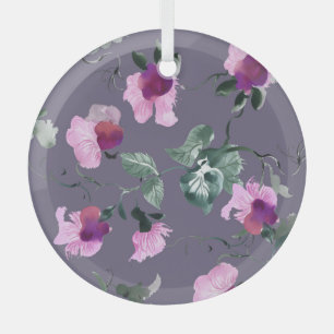 Purple flowers: watercolor seamless pattern. glass ornament