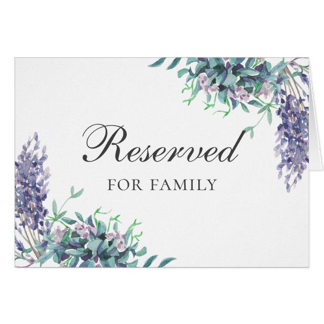 Purple flowers wedding. Floral reserved sign (Front Horizontal)