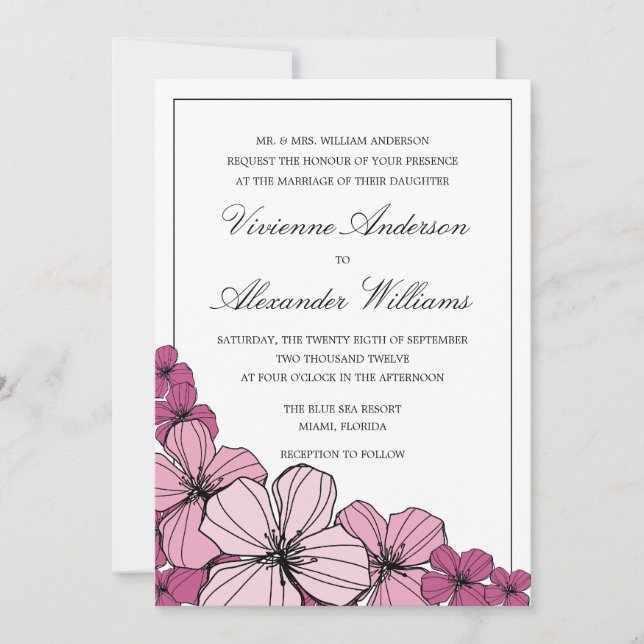 PURPLE  FLOWERS | WEDDING INVITATION (Front)