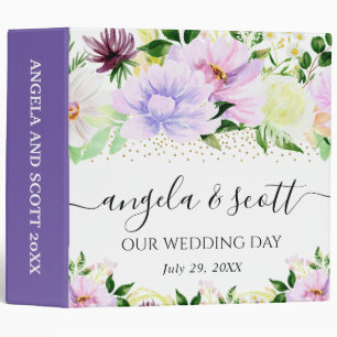 Purple Flowers Wedding Photo Album Binder