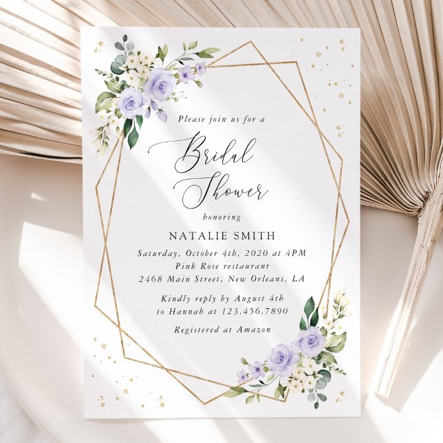 Purple Flowers, White Flowers, Boho, Bridal Shower Invitation (Creator Uploaded)