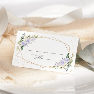Purple Flowers, White Flowers, Boho, Wedding Place Card