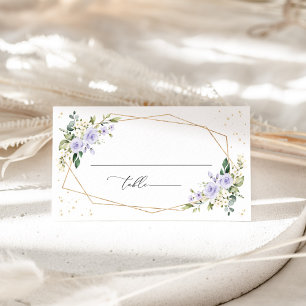 Purple Flowers, White Flowers, Boho, Wedding Place Card