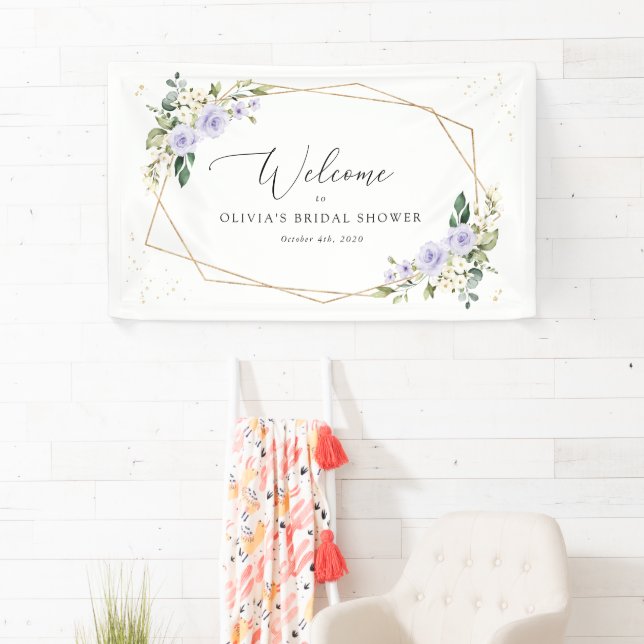 Purple Flowers, White Flowers, Bridal Welcome Banner (Insitu)