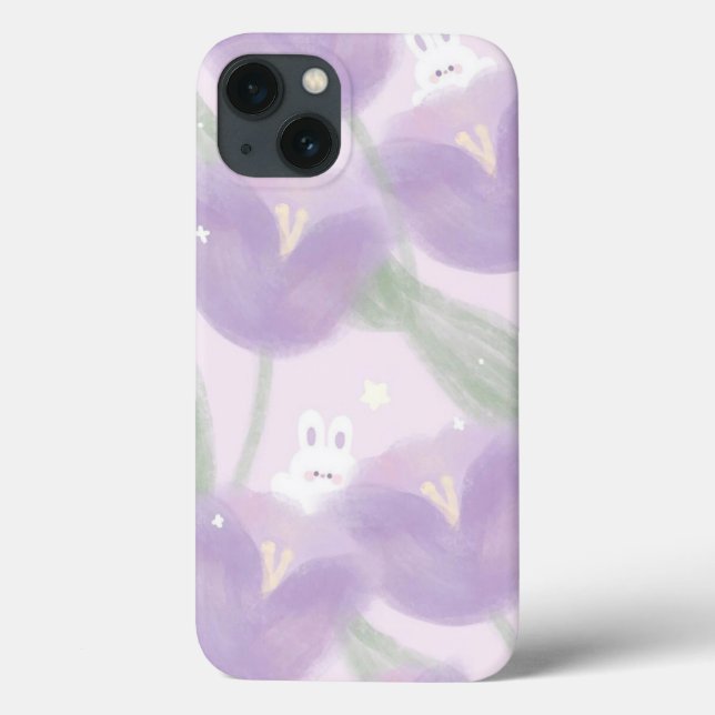 Purple flowers with a little bunny Case-Mate iPhone case (Back)