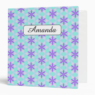 Purple Flowers with Aquamarine and Pink Petals Binder