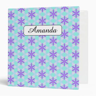 Purple Flowers with Aquamarine and Pink Petals Binder