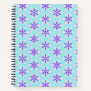 Purple Flowers with Aquamarine and Pink Petals Notebook